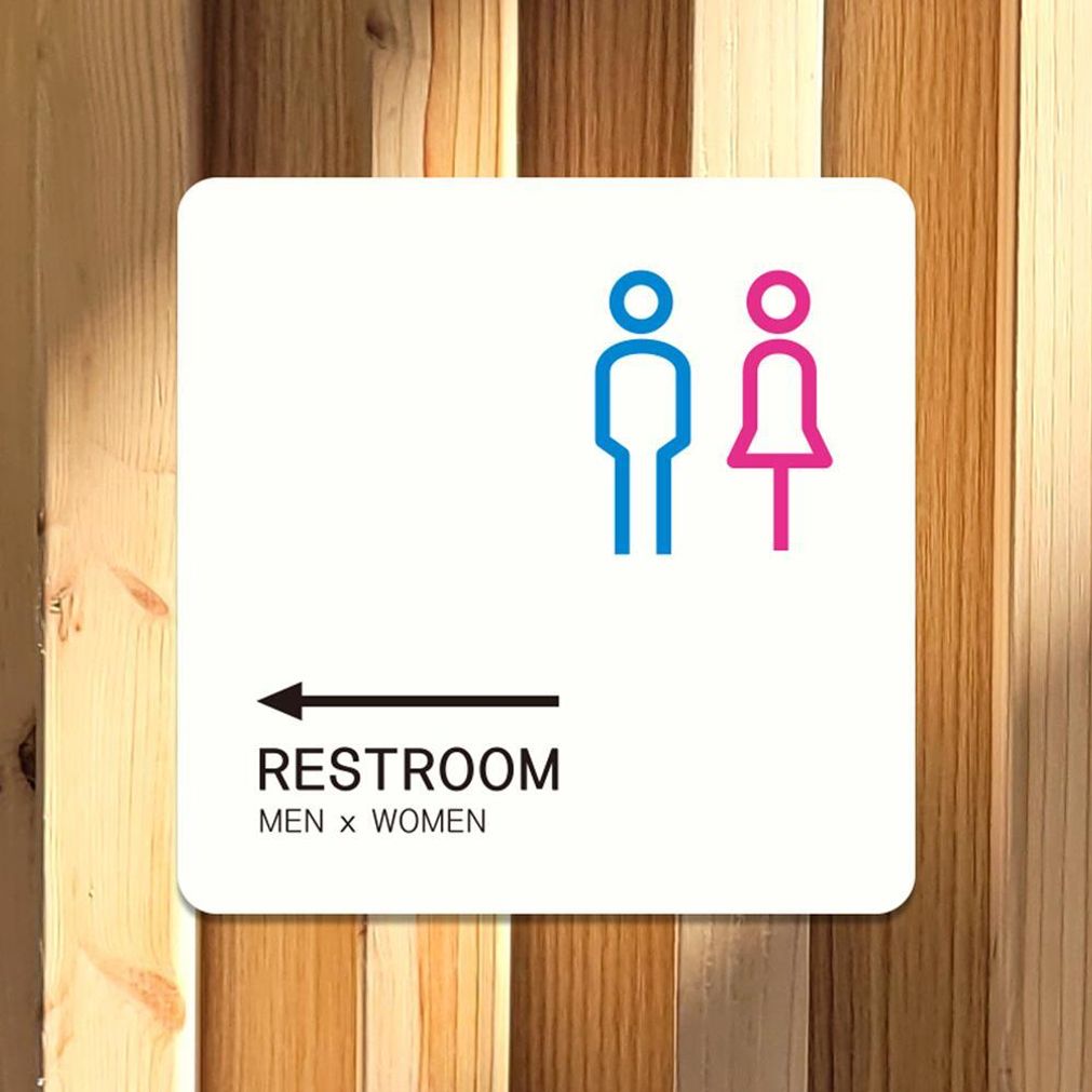 RESTROOM 좌측5 부착형 정소형안내판 13x13cm 화이트