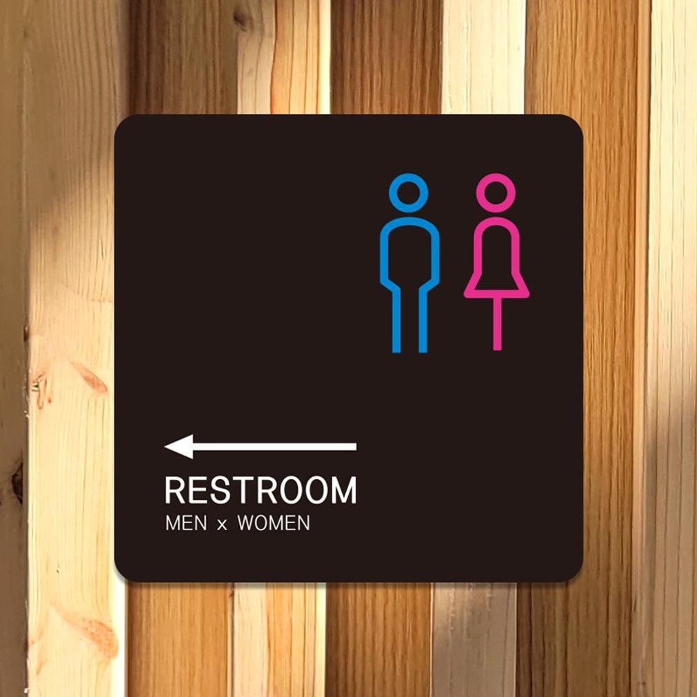 RESTROOM 좌측5 부착형 정소형안내판 13x13cm 블랙