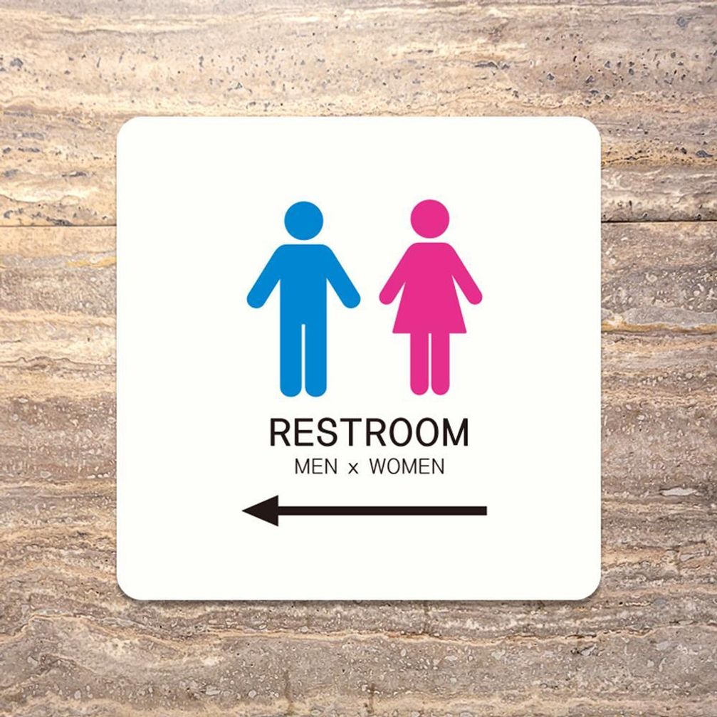 RESTROOM 좌측6 부착형 정소형안내판 13x13cm 화이트