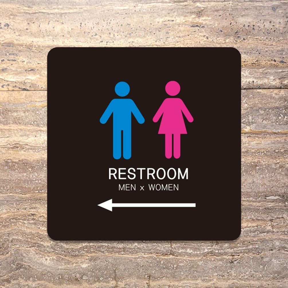 RESTROOM 좌측6 부착형 정소형안내판 13x13cm 블랙