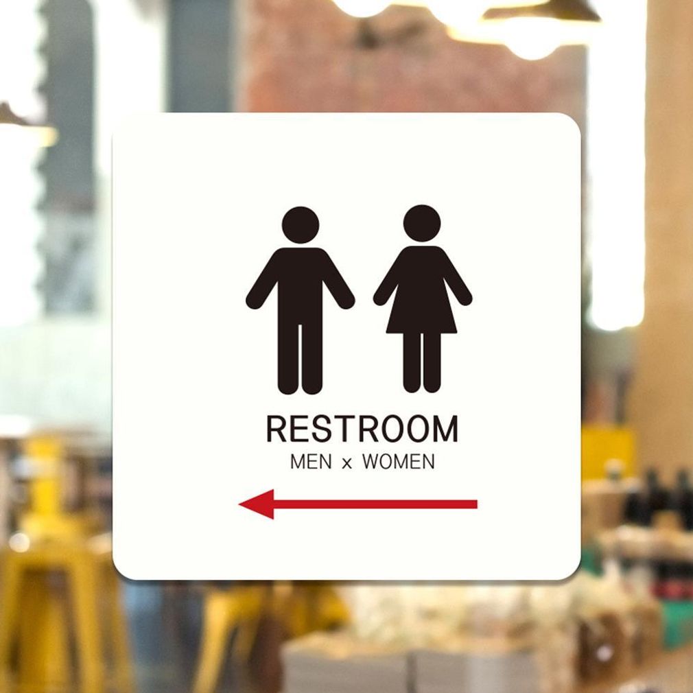 RESTROOM 좌측7 부착형 정소형안내판 13x13cm 화이트