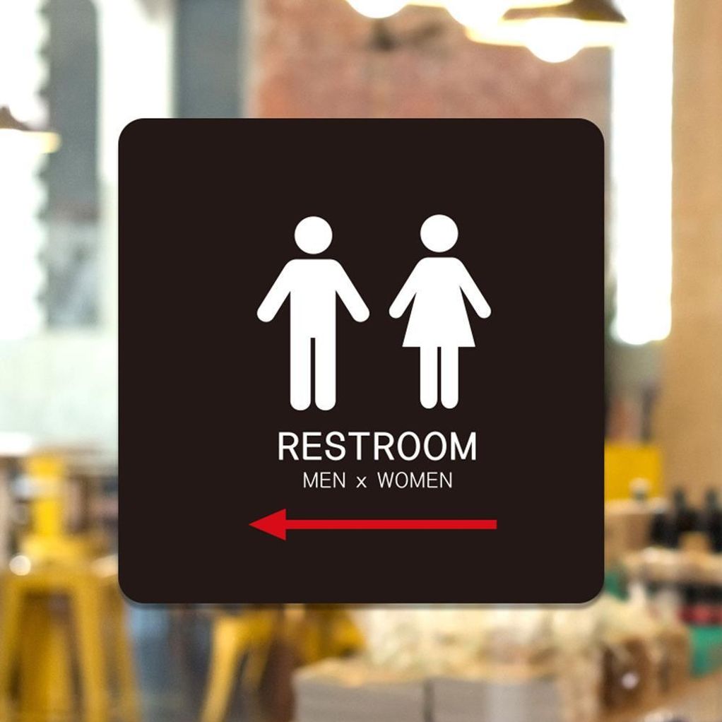 RESTROOM 좌측7 부착형 정소형안내판 13x13cm 블랙