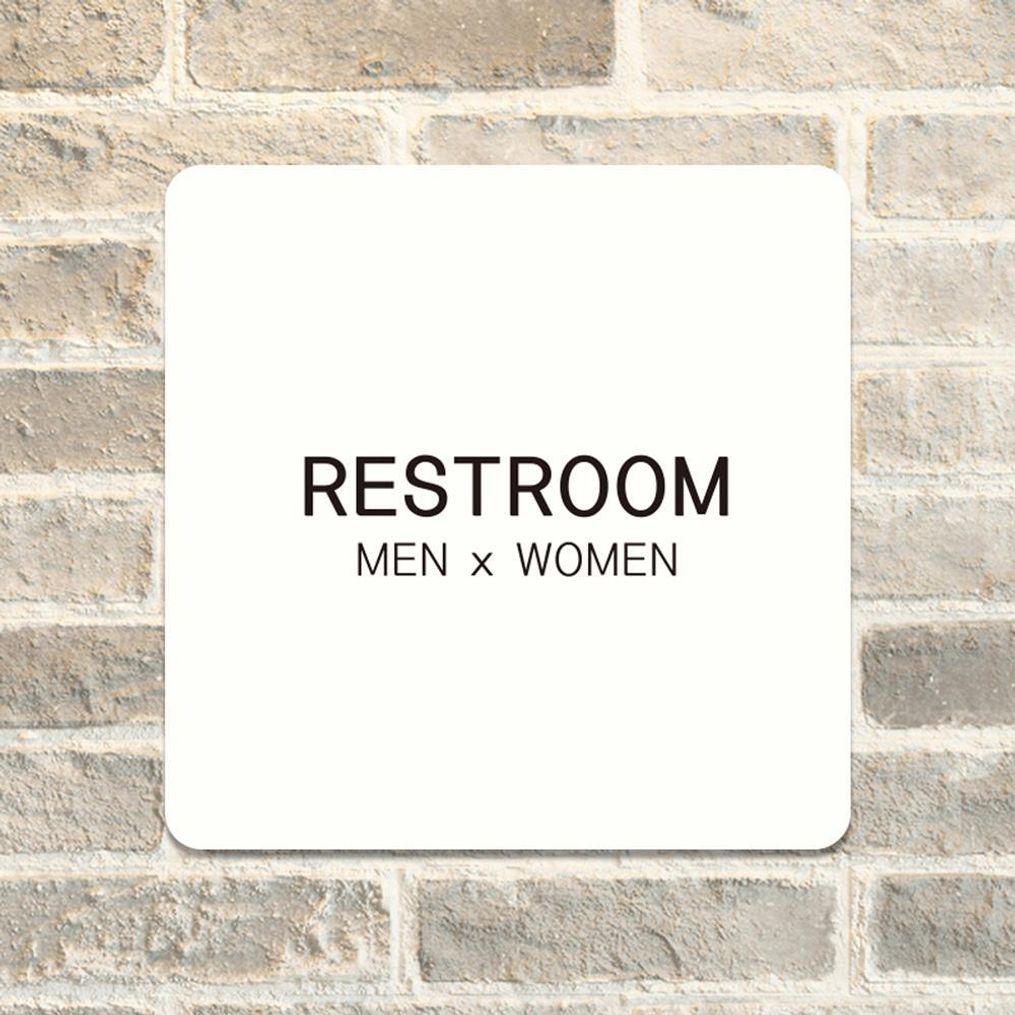 RESTROOM9 부착형 정사각 소형안내판 13x13cm 화이트