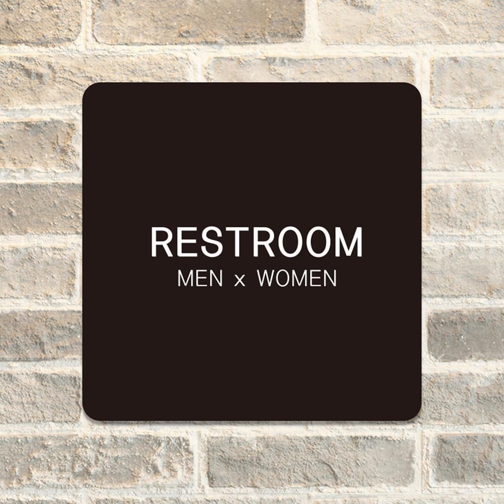 RESTROOM9 부착형 정사각 소형안내판 13x13cm 블랙