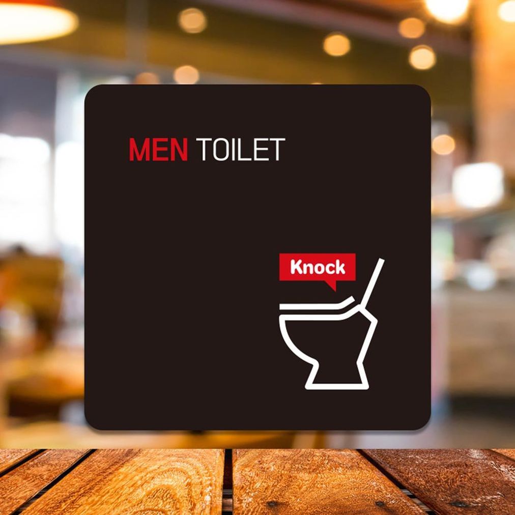 MEN TOILET1 부착형 사각 소형안내판 13x13cm 블랙