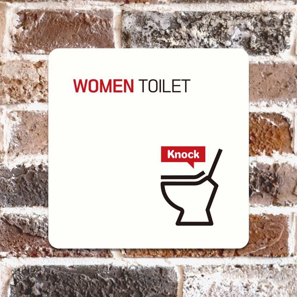 WOMEN TOILET1 부착형 소형안내판 13x13cm 화이트