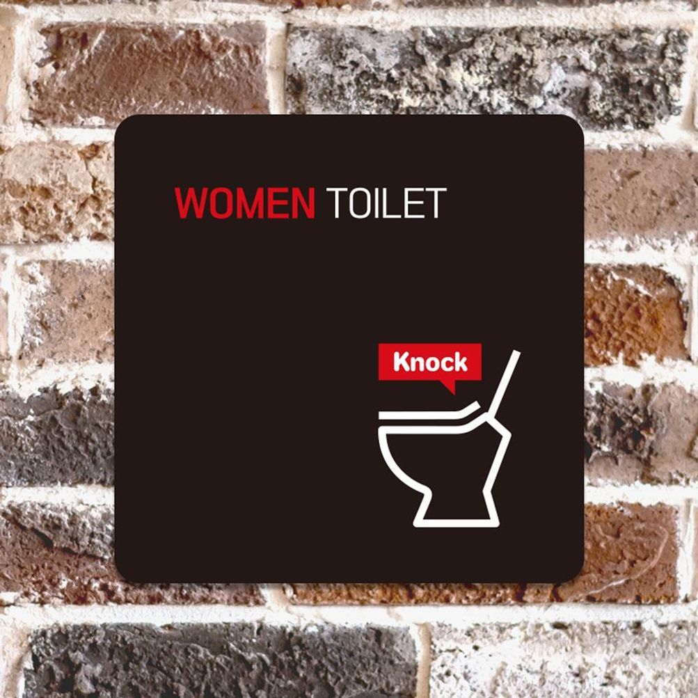 WOMEN TOILET1 부착형 소형안내판 13x13cm 블랙