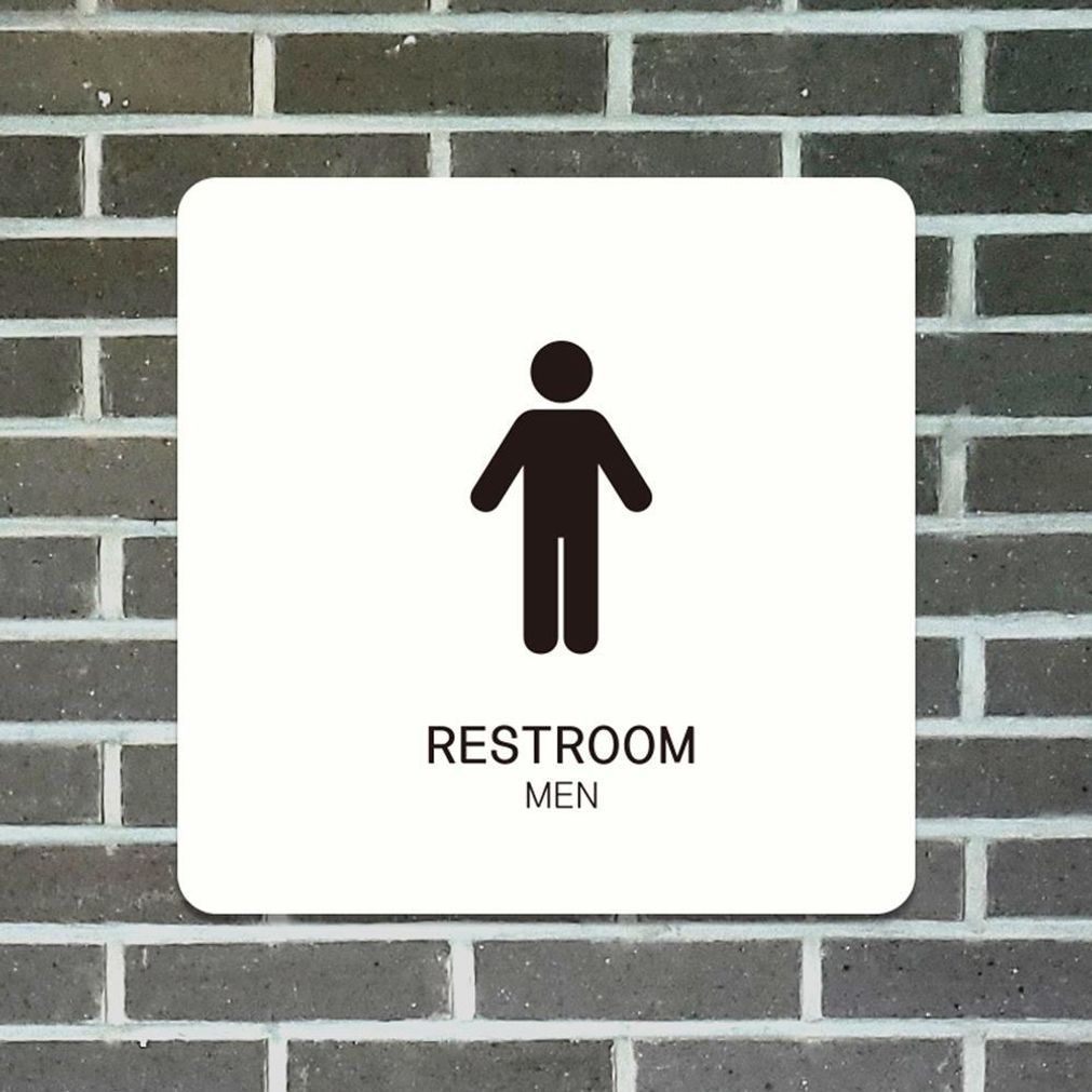 RESTROOM MEN1 부착형 소형안내판 13x13cm 화이트