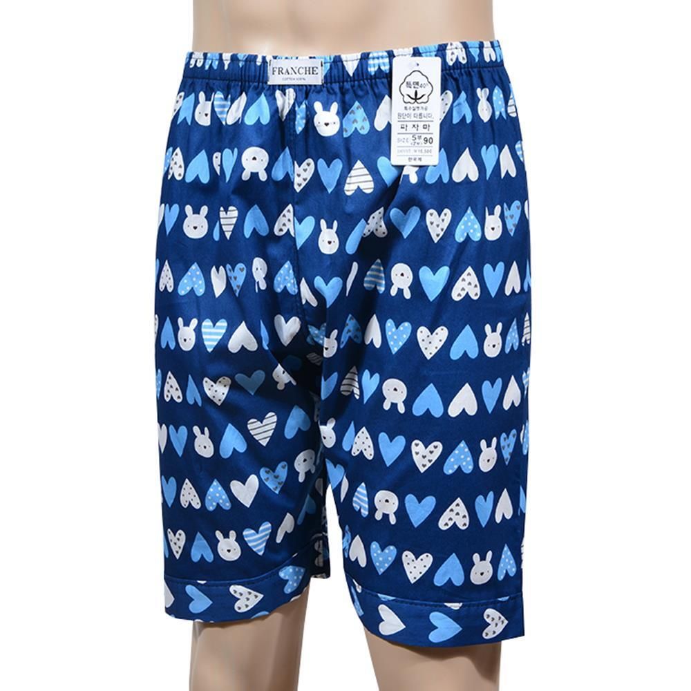 부드럽고 넉넉한 남성 5부 파자마 홈웨어