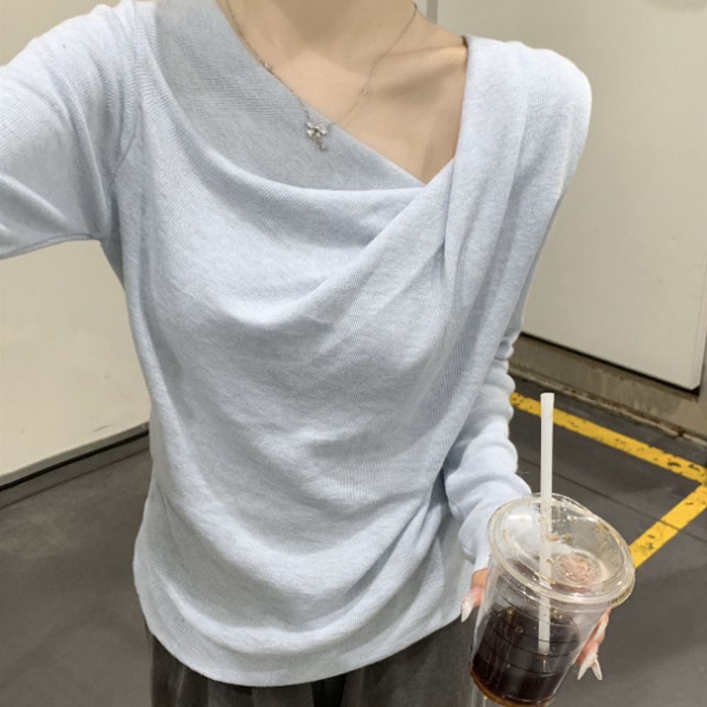 여성 베이직 보트넥 터틀넥 긴팔니트