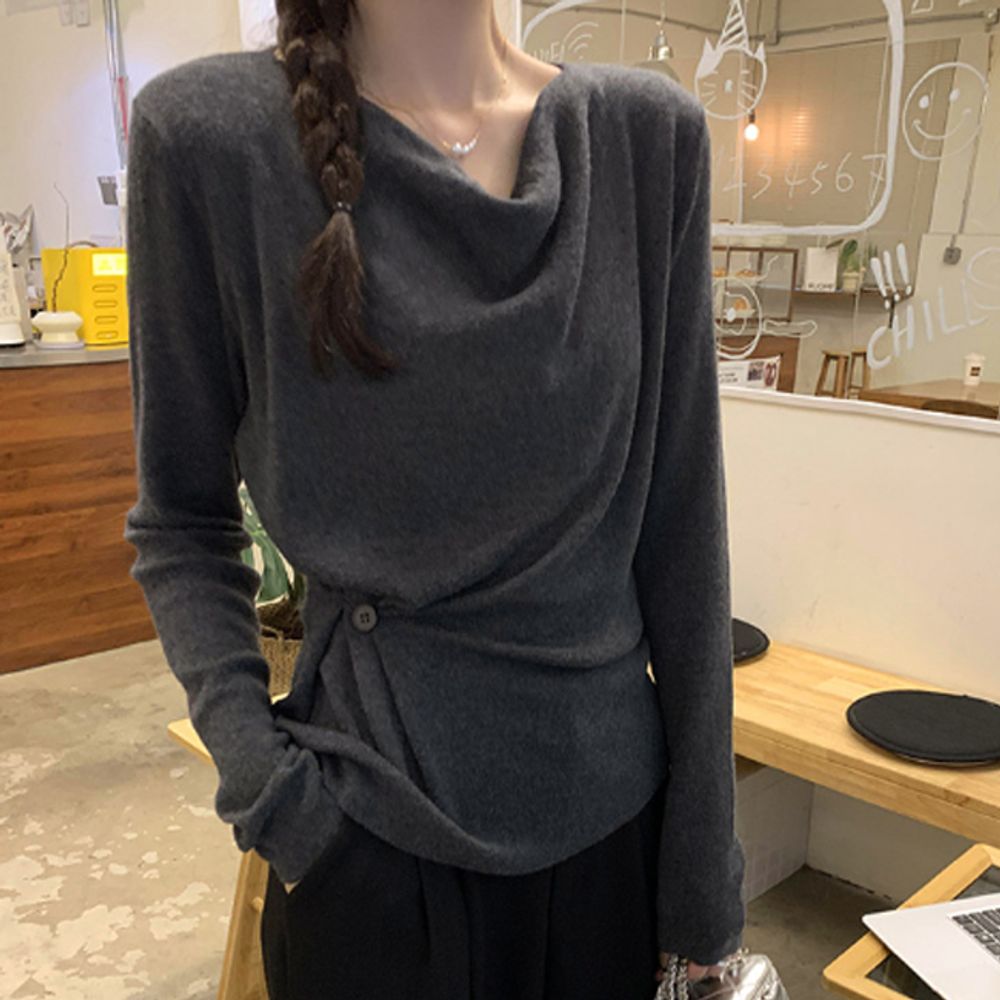 여성 랩 터틀넥 포인트 긴팔 니트