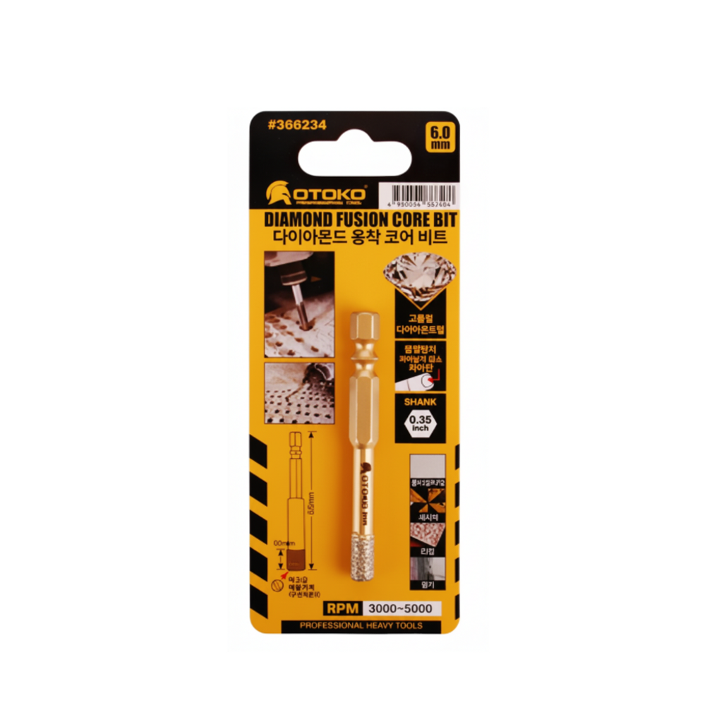 대리석 유리 타일 천공 OTOKO 다이아몬드 융착 코어 비트 6mm