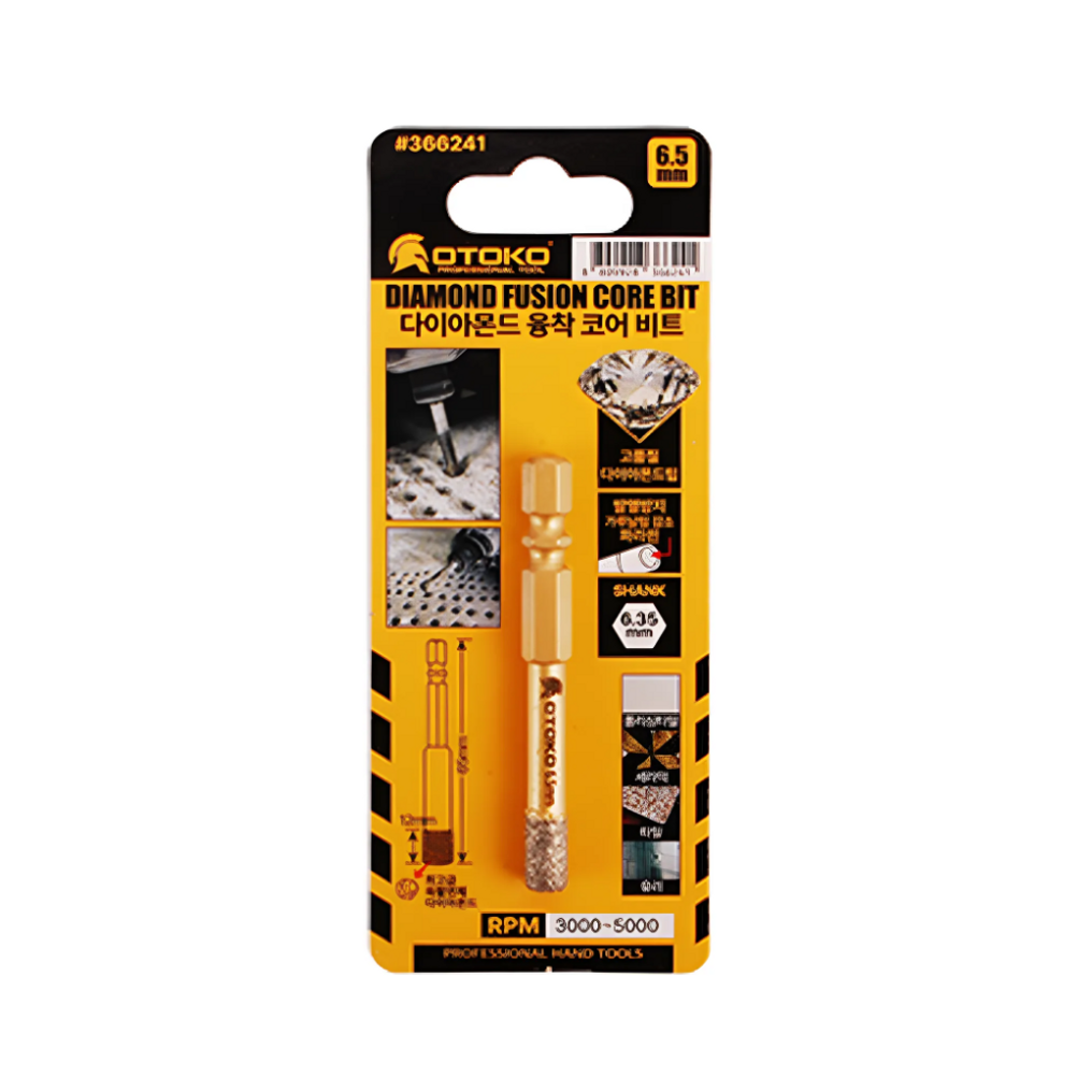 대리석 유리 타일 천공 OTOKO 다이아몬드 융착 코어 비트 6.5mm