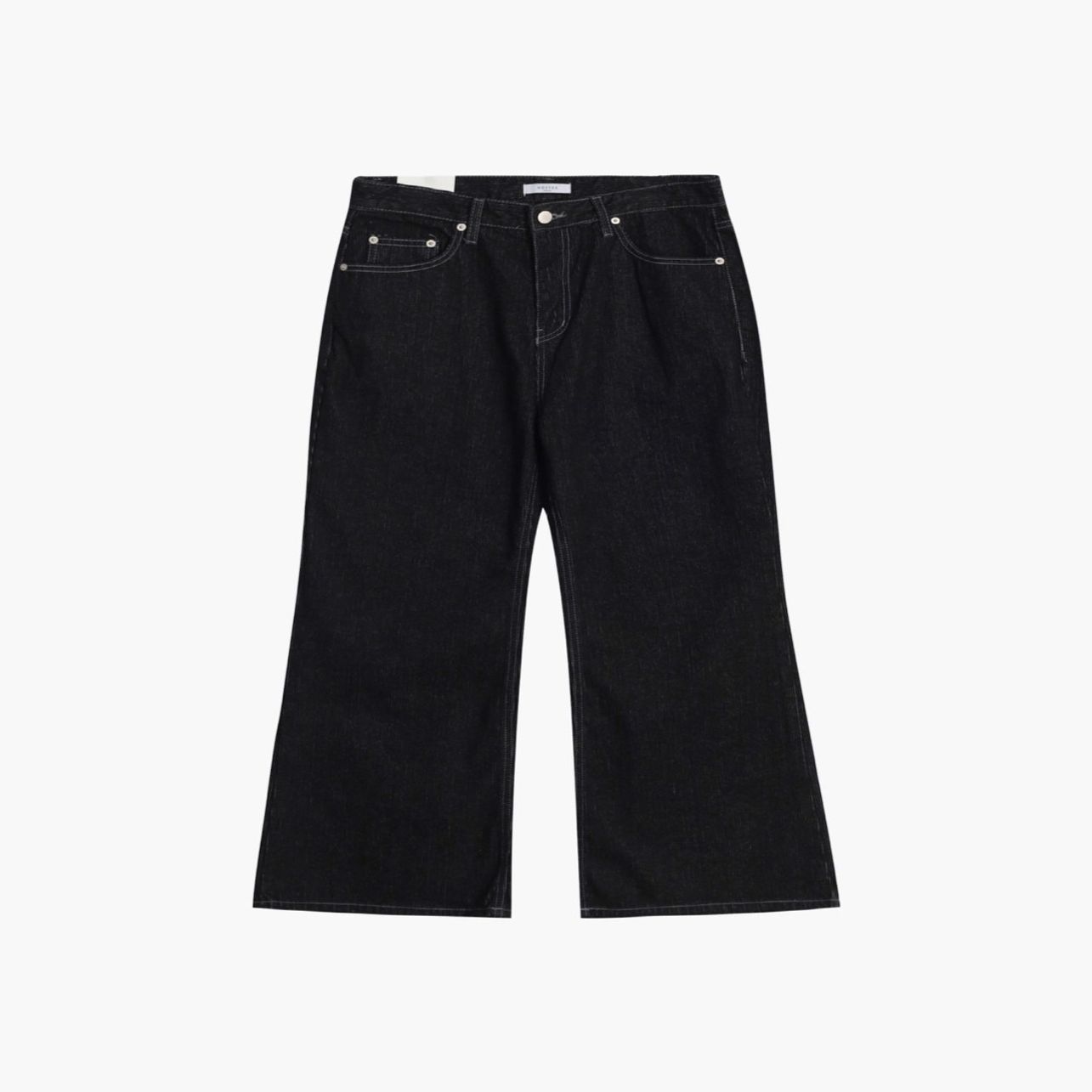 플레어 골지 블랙 데님