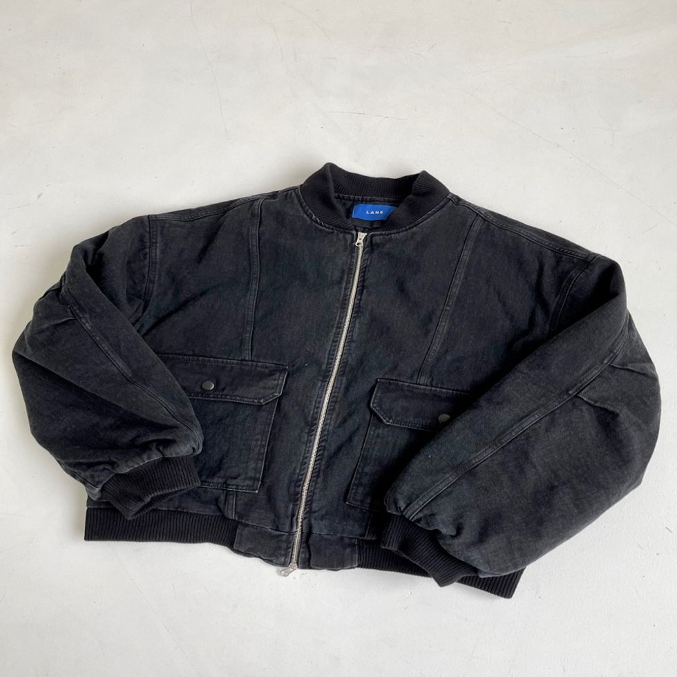 바시티 절개 데님자켓