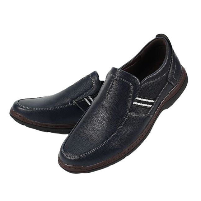 남자 캐주얼 슬립온 정장 스니커즈-네이비 출근룩 가죽 단화