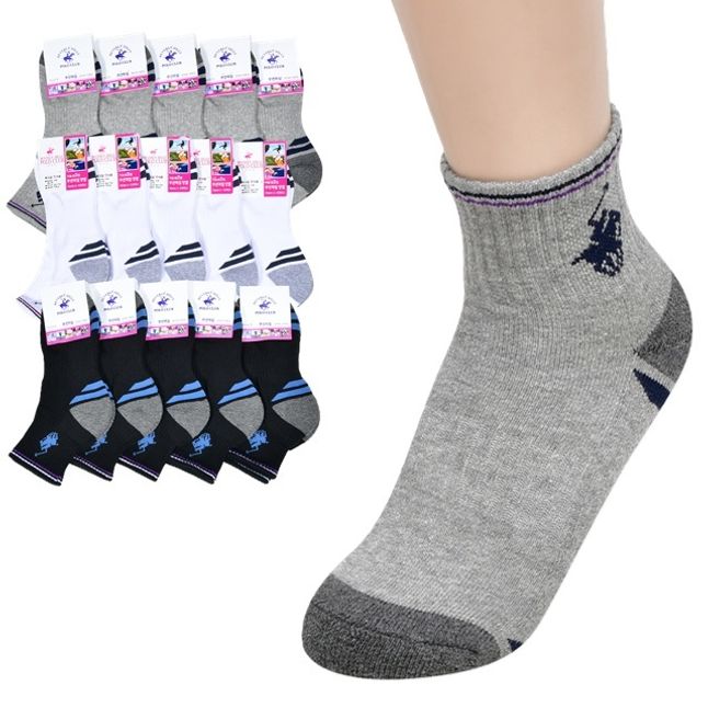 발이 편한 여성 단목 양말-5켤레 도톰한 쿠션 등산 기능성 2중구조