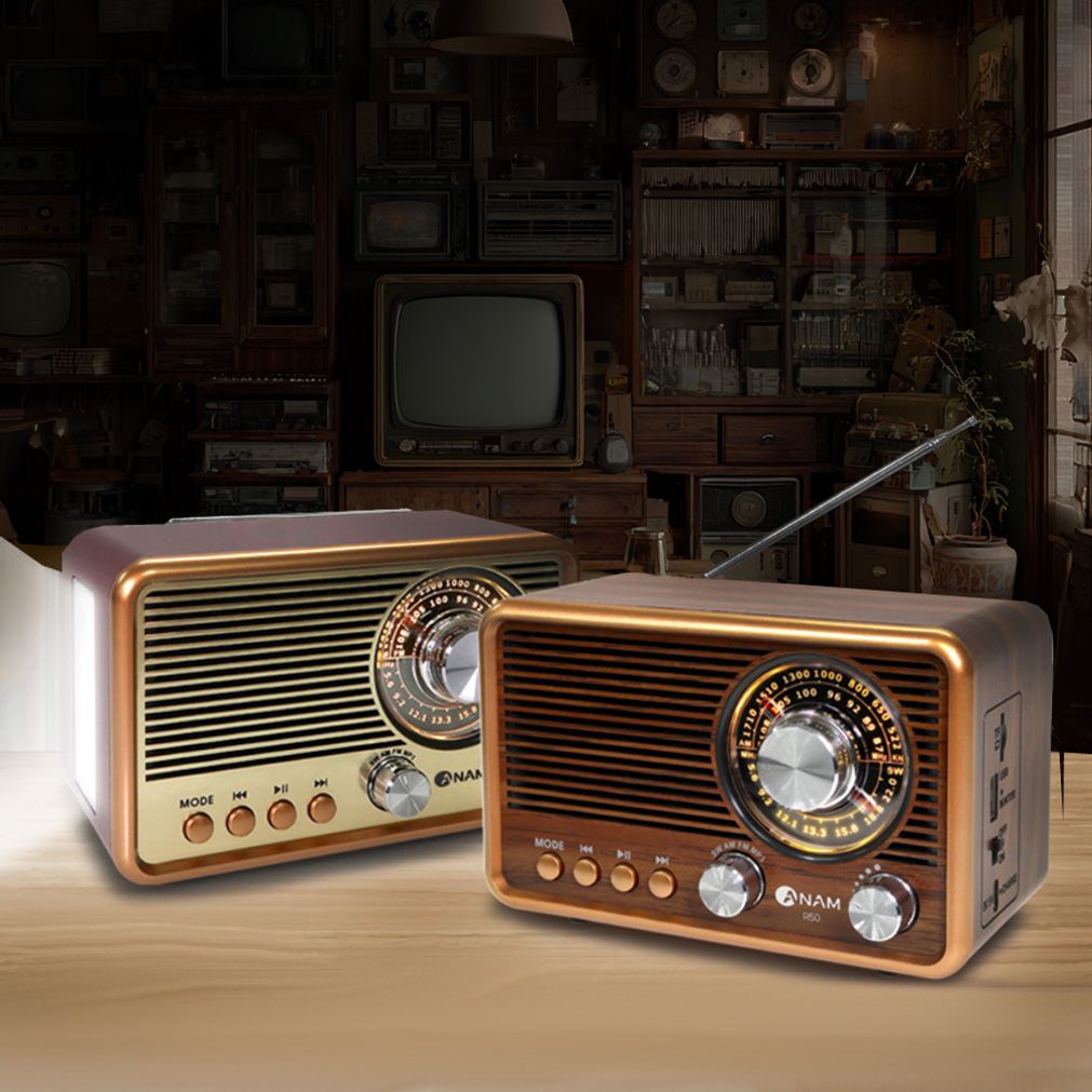 아남R50 빈티지 레트로 라디오 MP3 블루투스 스피커 랜턴등 FM 손전등