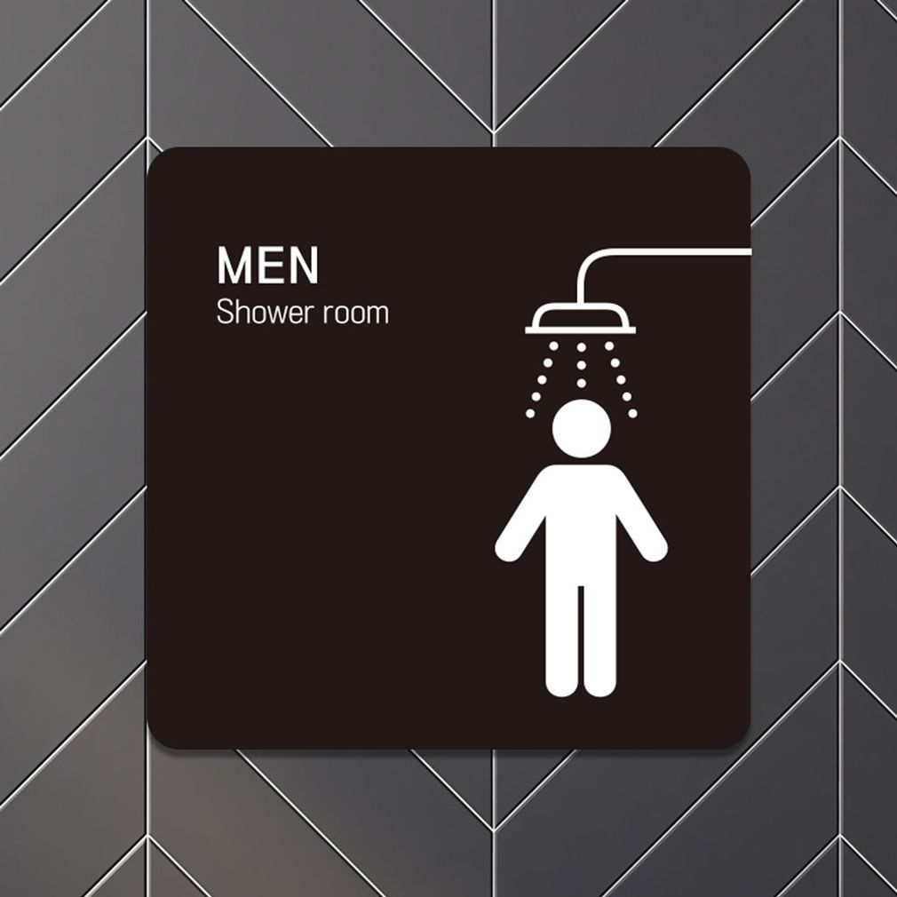 남자샤워룸 부착형 정사각 소형안내판 13x13cm 블랙