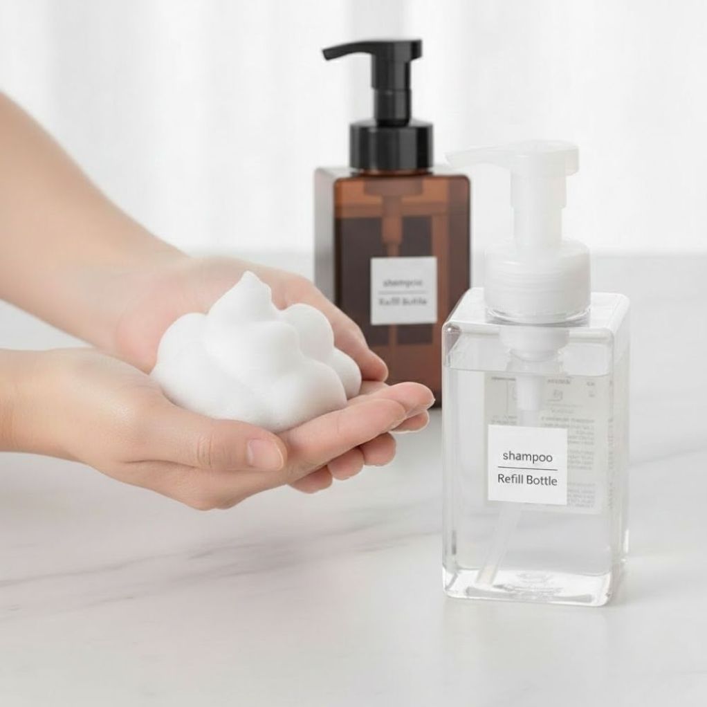 포밍 거품형 모던 사각 투명 브라운 샴푸 핸드워시 리필 공병 디스펜서