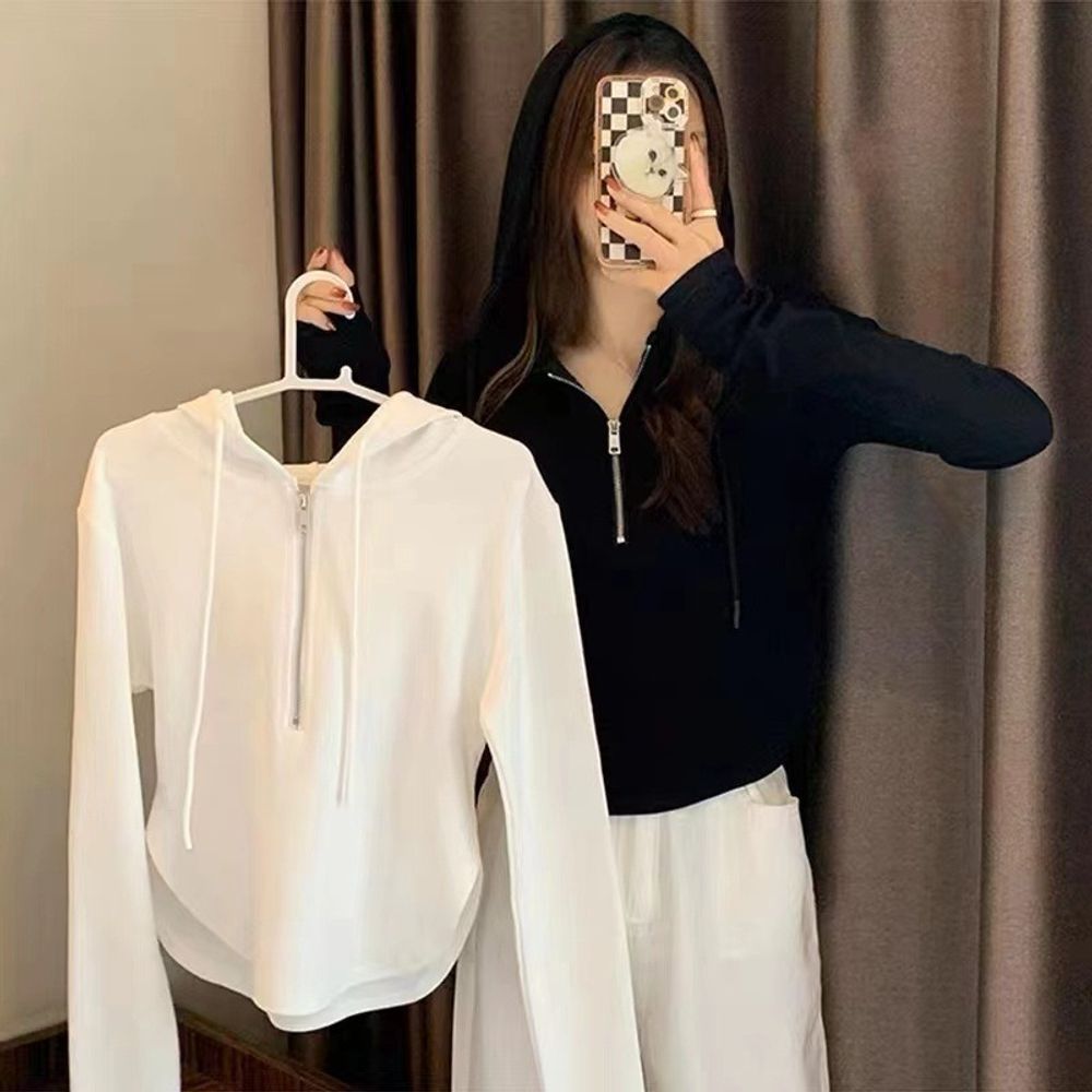 데일리 봄 가을 트랜디룩 긴팔 하프집업