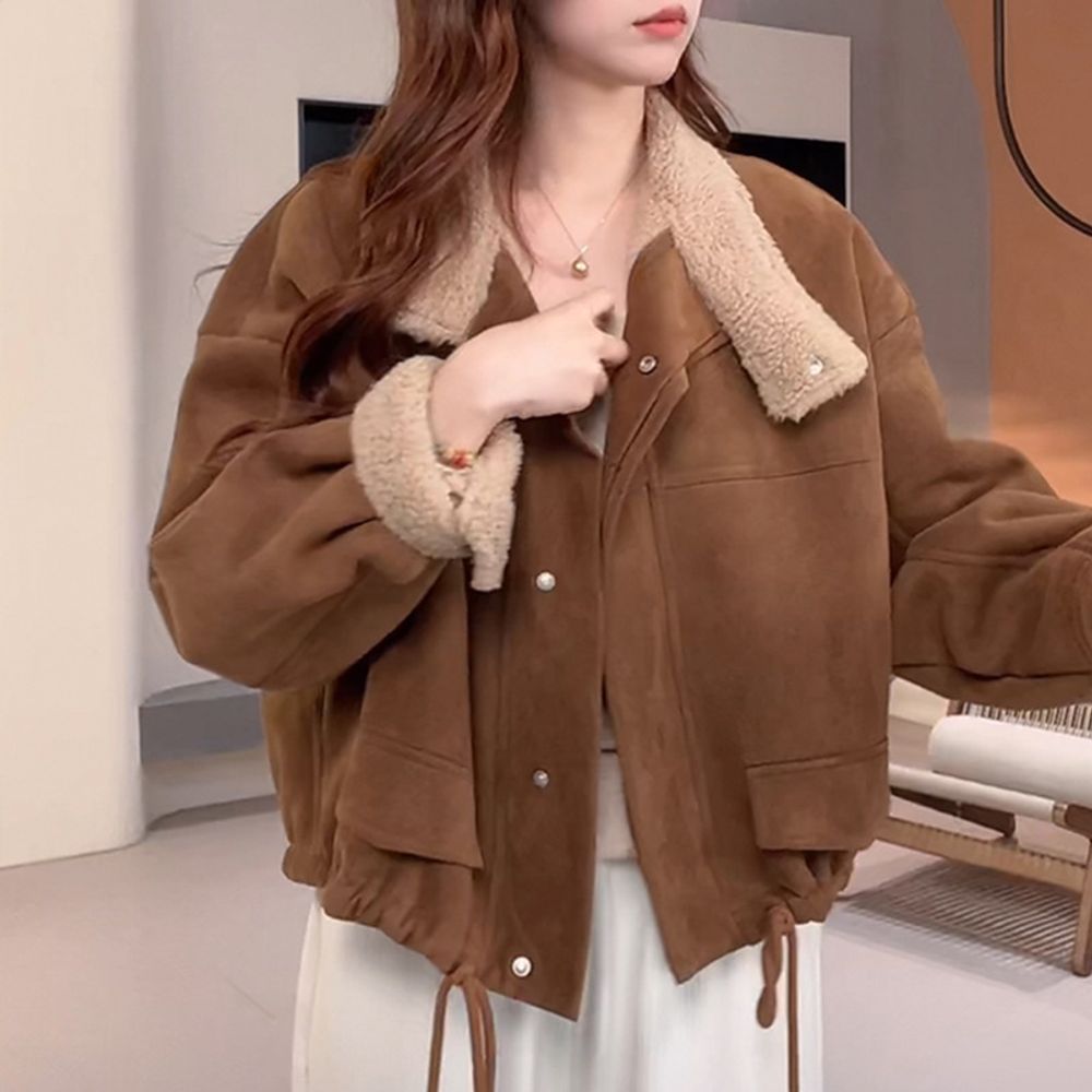 겨울 숏무스탕 오버핏 베이직 점퍼