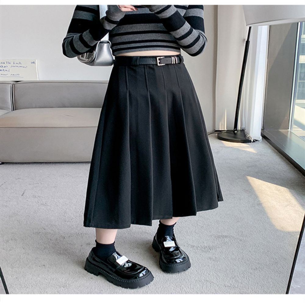 핀턱 플리츠 데일리 학생 롱 스커트