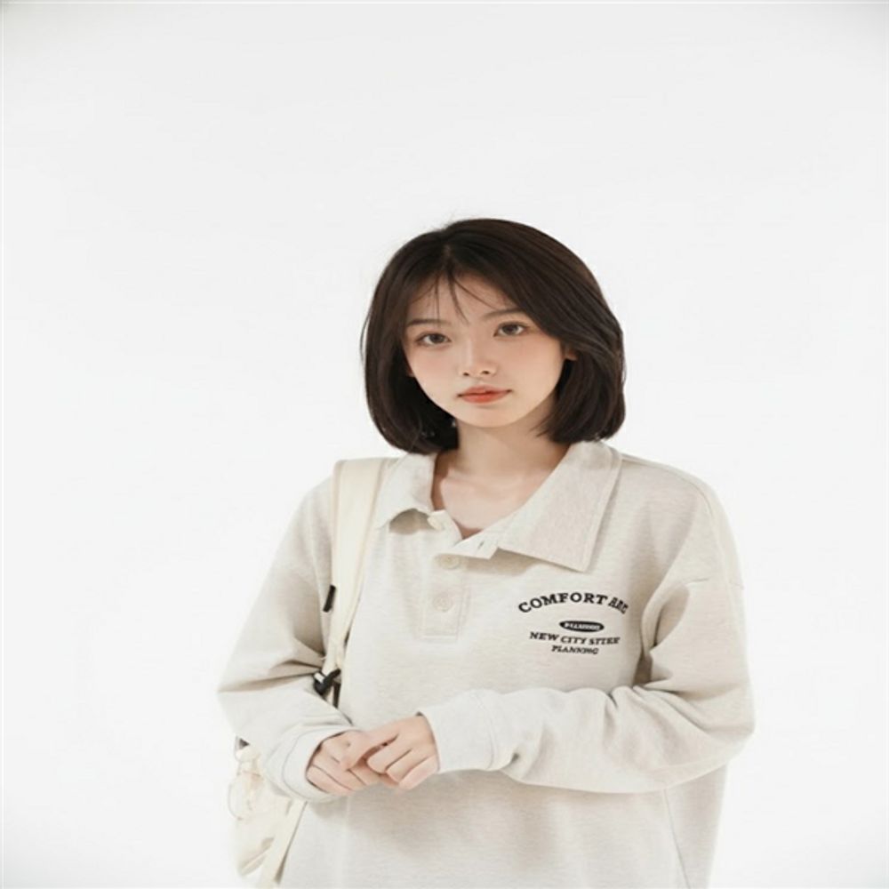 여성 루즈핏 컴포트 카라 맨투맨 티셔츠
