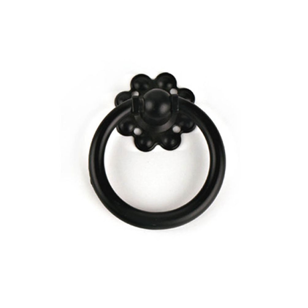 인테리어 손잡이 꽃링고리 흑색 70mm