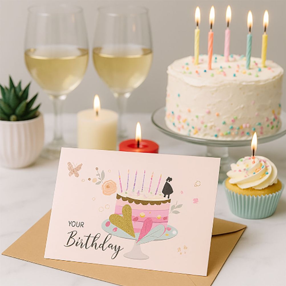 감성 3D 팝업 생일카드 크라프트 봉투 포함