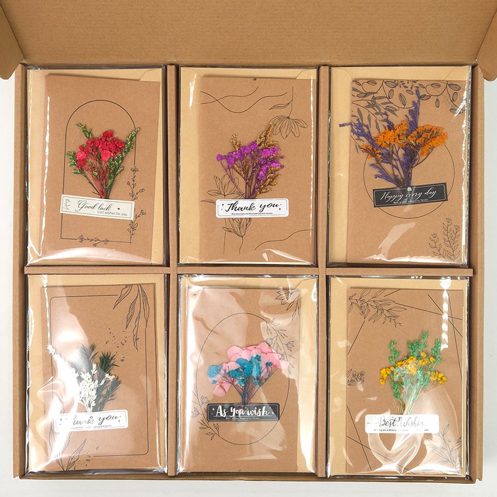 드라이플라워 생화 조화 믹스 감성카드 6종 60장 세트