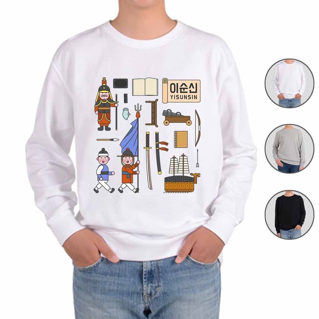 맨투맨 한국의 위인 이순신장군 그림 다양한색상 전사이즈