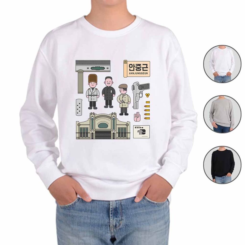 맨투맨 한국의 위인 안중근의사 그림 다양한색상 전사이즈