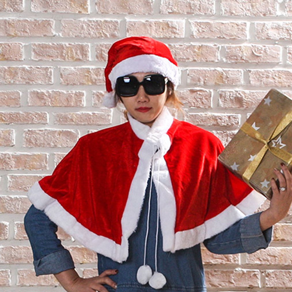 PrimeBulk 크리스마스 산타 망토 모자 세트