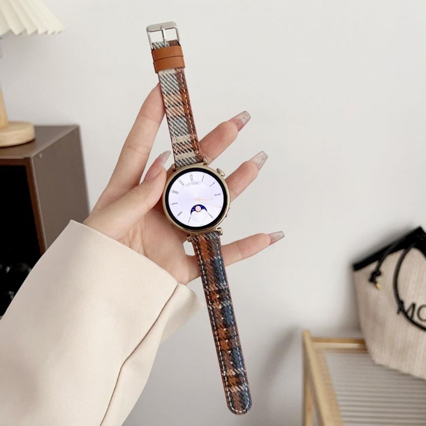 갤럭시워치6 40mm 44mm 스트랩 격자무늬 가죽밴드 시계줄