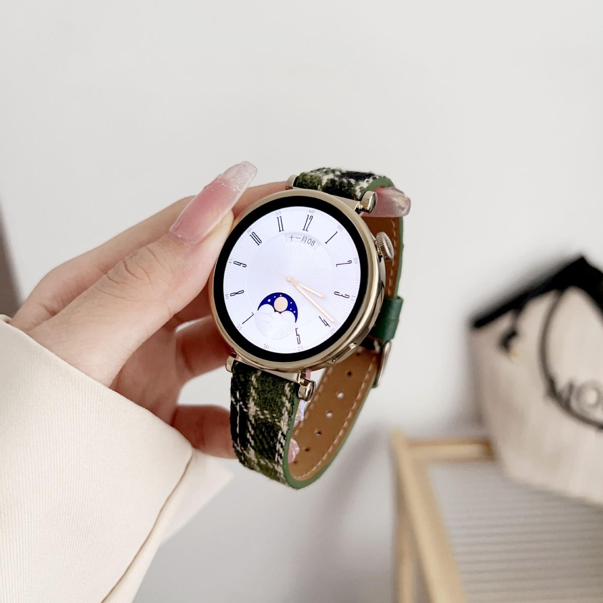 갤럭시워치5 프로 스트랩 격자무늬 가죽밴드 시계줄 40mm 44mm 45mm