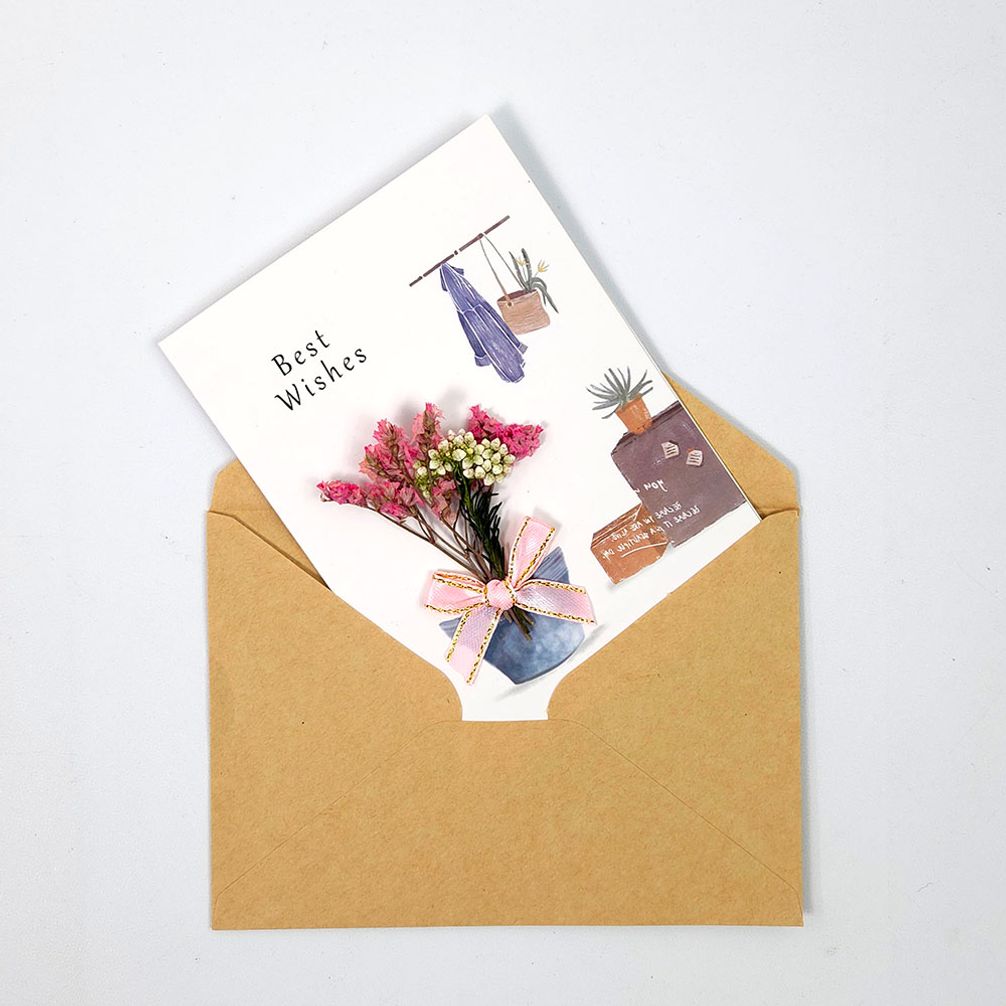 감성 드라이플라워 입체 엽서 카드 화이트 6종 랜덤발송