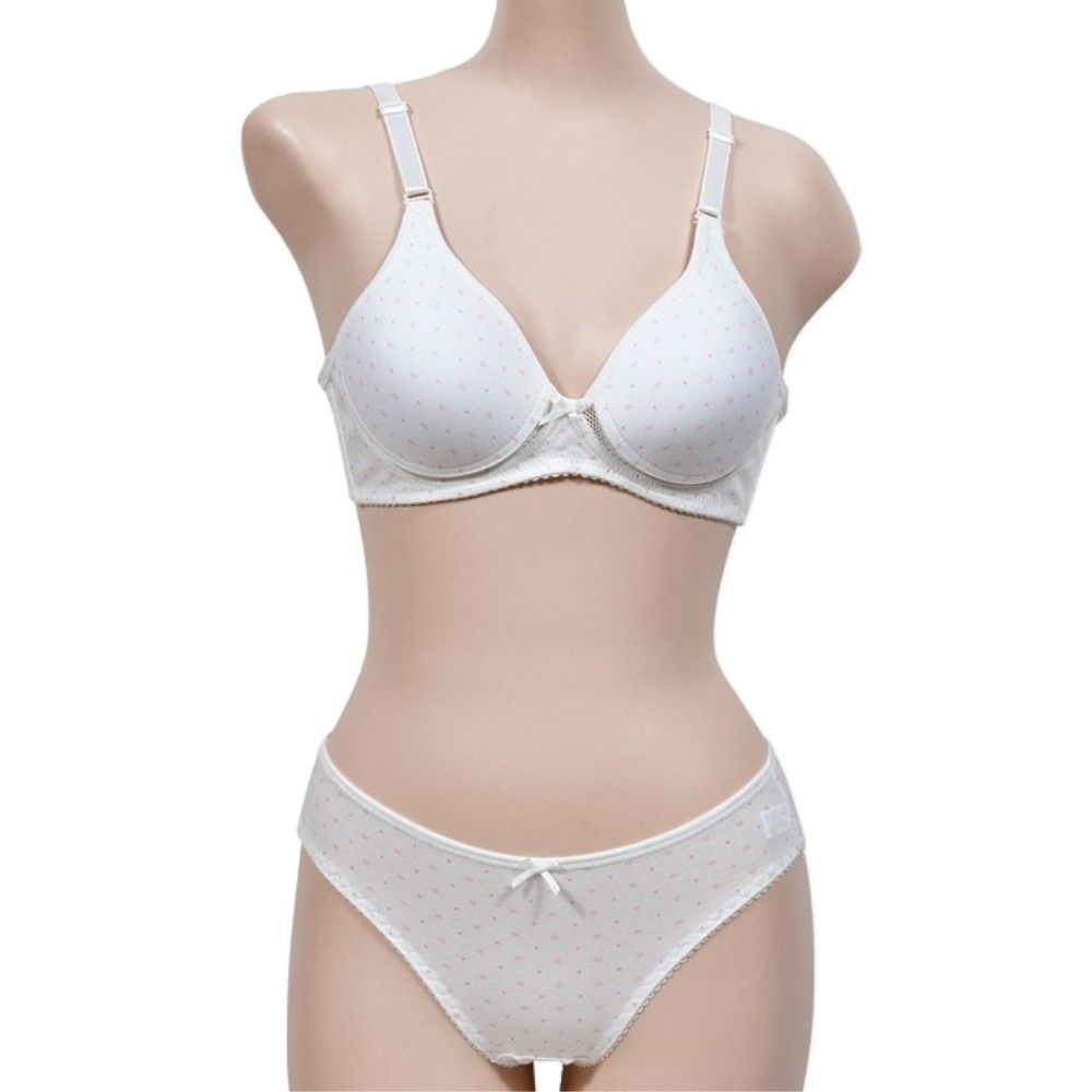 귀여운 패턴 노와이어 주니어 브라팬티세트