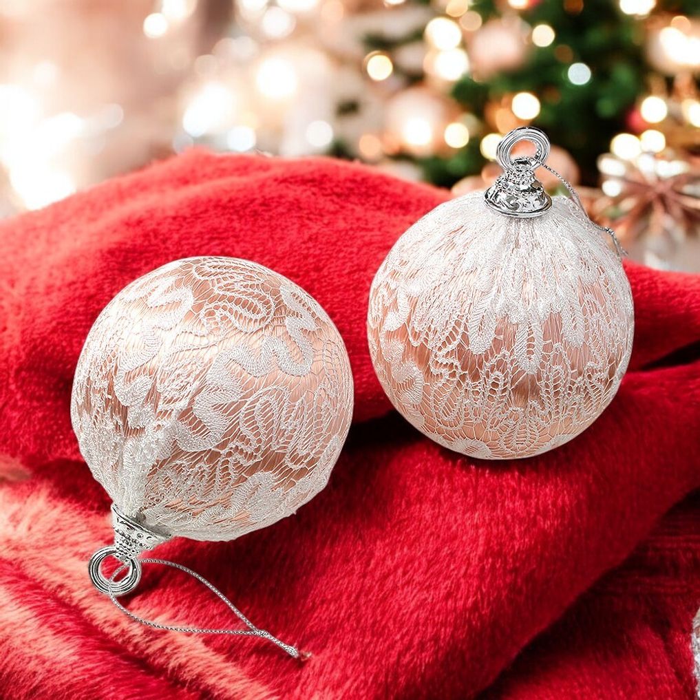 로즈골드 레이스 장식볼 2p(10cm) (실키레이스) XA