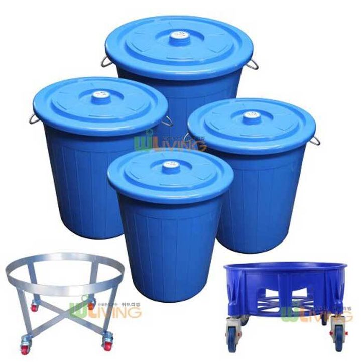 110 리터 스틸 만능 용기 운반 카트 통불포함