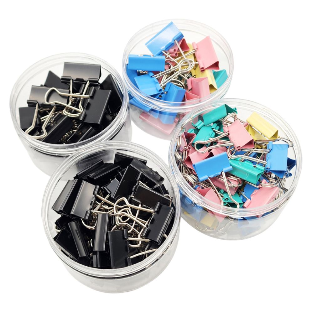 더블 클립 서류정리 문서 집게 블랙 컬러 (중형)