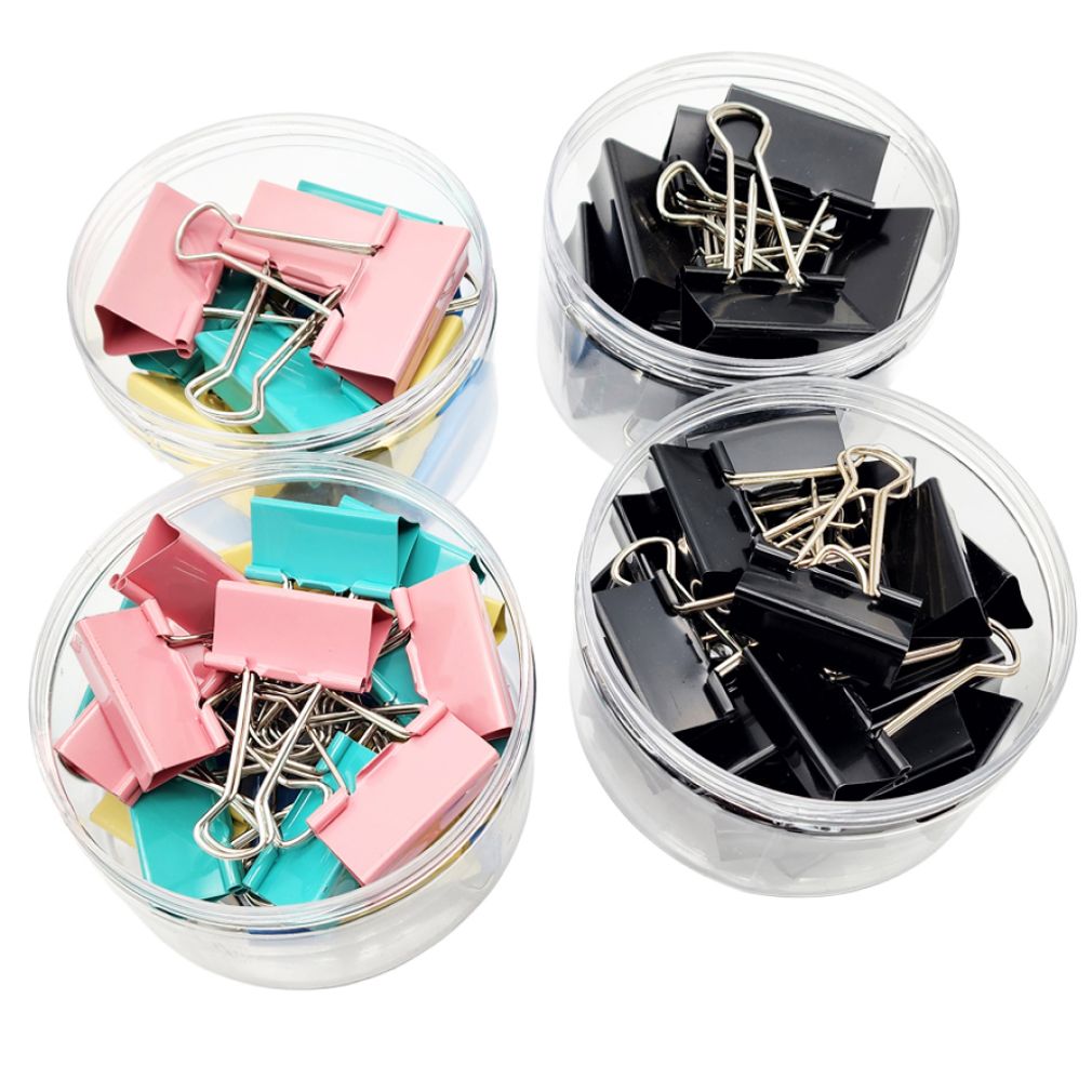 더블클립 문서 집게 서류 정리 블랙 파스텔컬러 (대형)