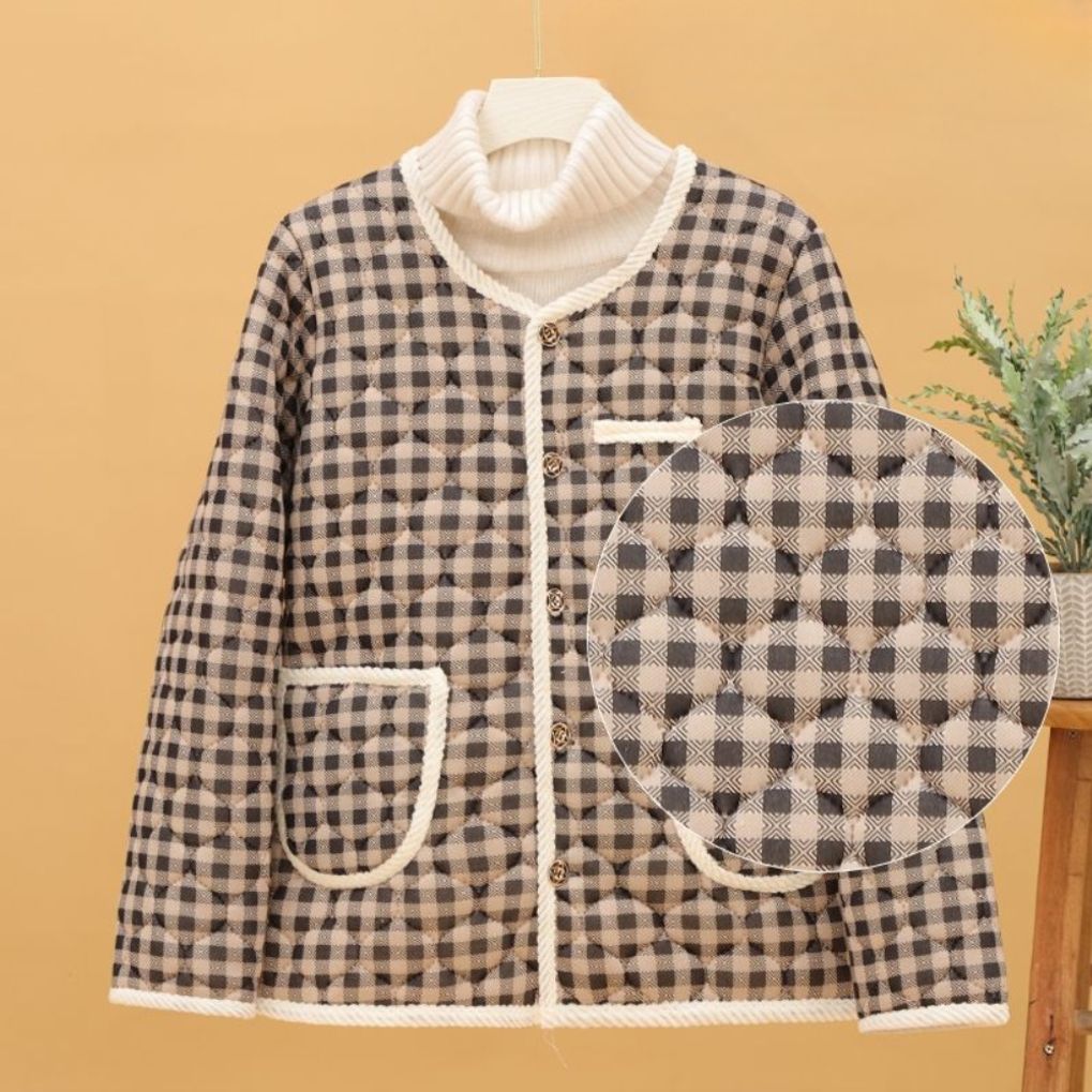 포근한 꽃무늬 긴팔 퀼팅 방한용 촌캉스 기모 재킷