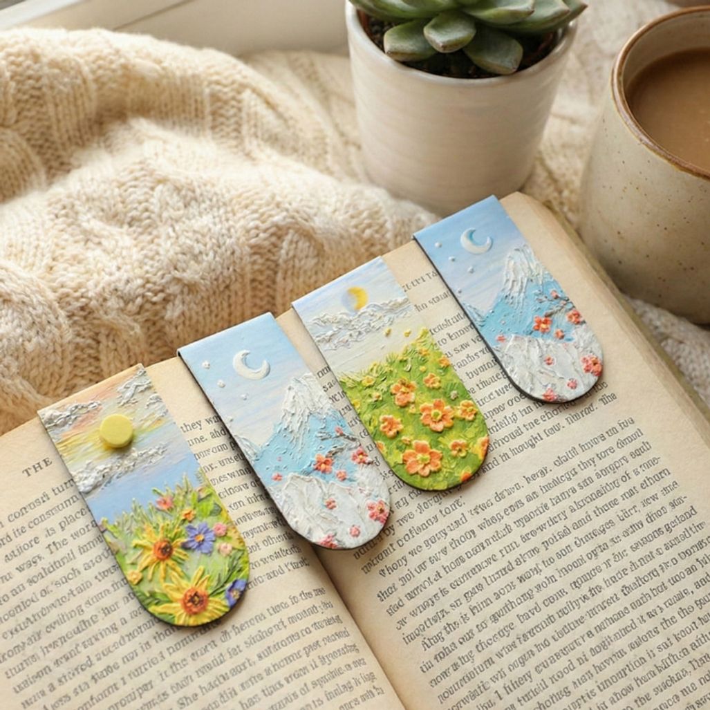 사계절 자석 책갈피 마그네틱 북홀더 북마크 4컬러