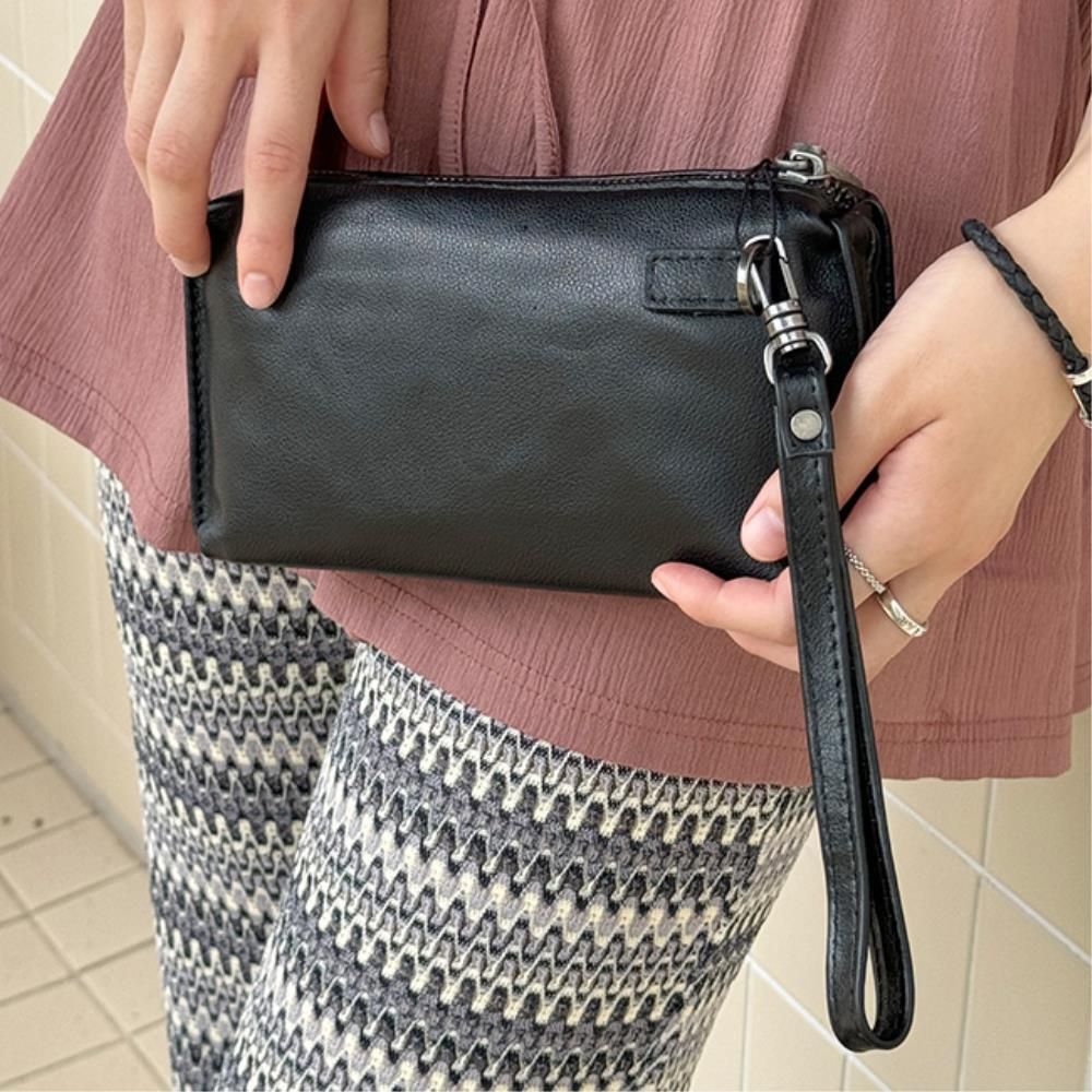 고급 소가죽 핸들 스트랩 미니 클러치백