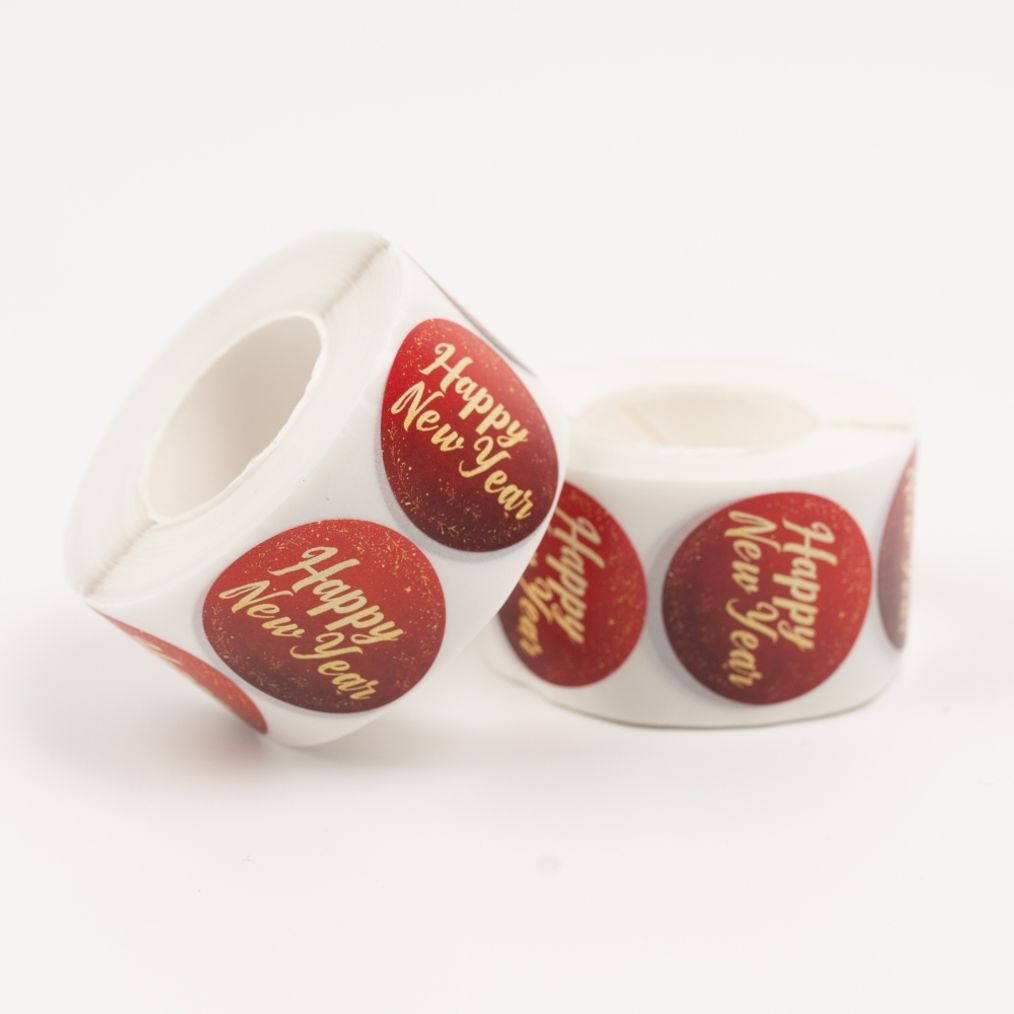 설날 해피뉴이어 스티커 원형 설포장 설날택 새해택 500매