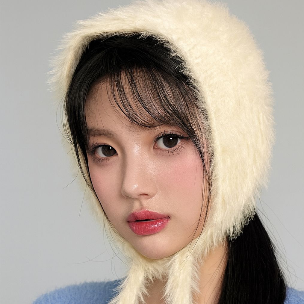 부드러운 보들 니트 헤어커치프 삼각 귀도리