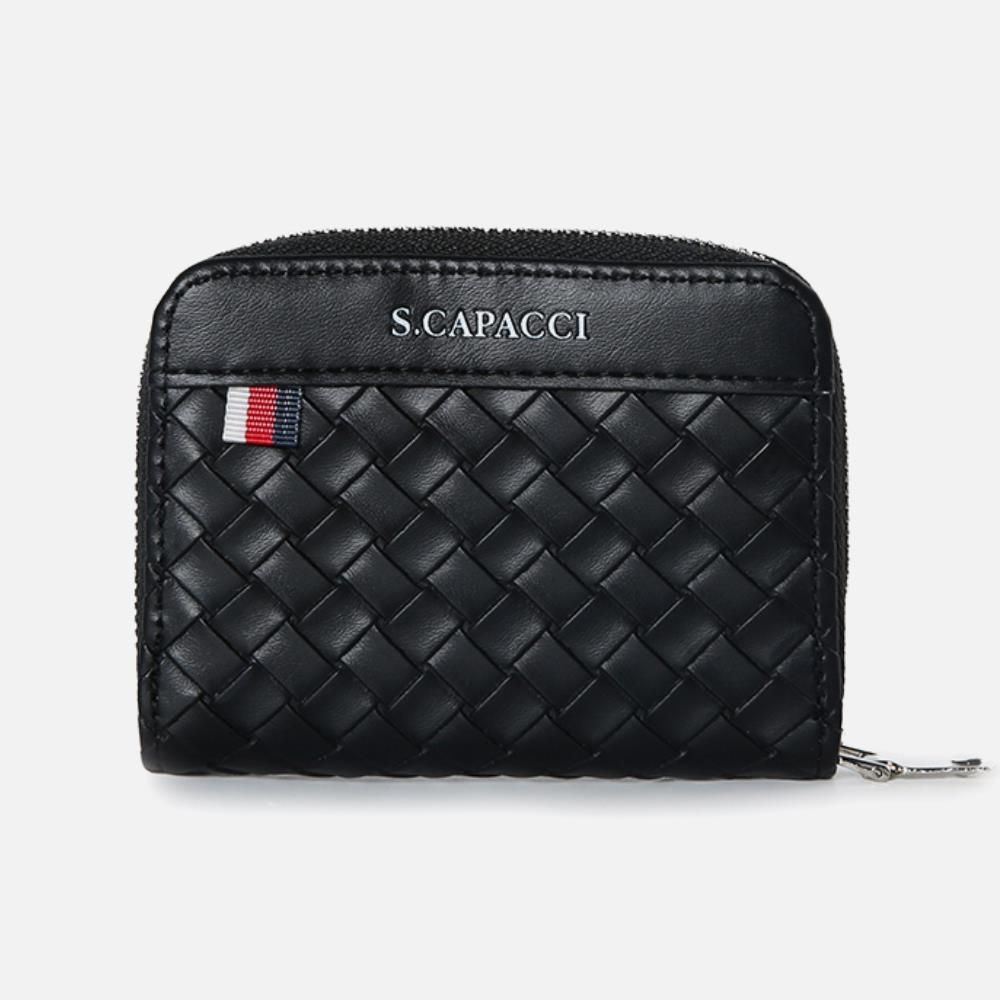 격자 무늬 지퍼 카드 지갑 대량 수납