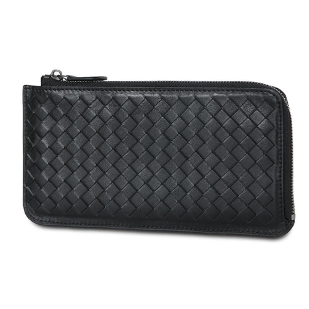 격자 무늬 양가죽 슬림 장지갑