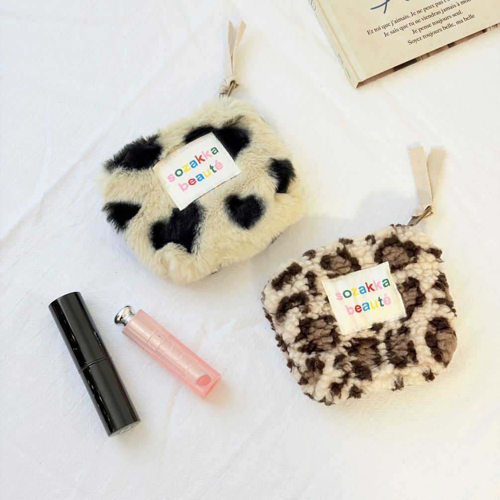 소프트 퍼 뽀글이 양털 미니 패턴 파우치 2종